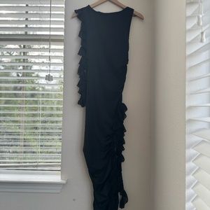 Ruffled Slit Maxi Dress